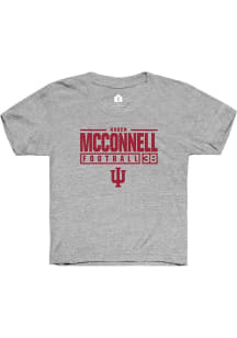 Kaden McConnell  Rally Indiana Hoosiers Youth Grey NIL Stacked Box Short Sleeve T-Shirt