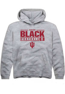 Kaelon Black  Rally Indiana Hoosiers Youth Grey NIL Stacked Box Long Sleeve Hoodie