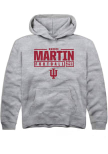 Khobie Martin  Rally Indiana Hoosiers Youth Grey NIL Stacked Box Long Sleeve Hoodie