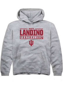 Mario Landino  Rally Indiana Hoosiers Youth Grey NIL Stacked Box Long Sleeve Hoodie