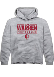 Quinn Warren  Rally Indiana Hoosiers Youth Grey NIL Stacked Box Long Sleeve Hoodie