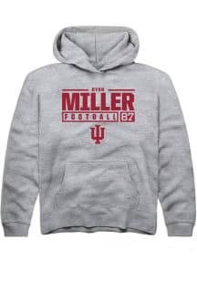 Ryan Miller  Rally Indiana Hoosiers Youth Grey NIL Stacked Box Long Sleeve Hoodie
