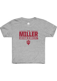 Ryan Miller  Rally Indiana Hoosiers Youth Grey NIL Stacked Box Short Sleeve T-Shirt