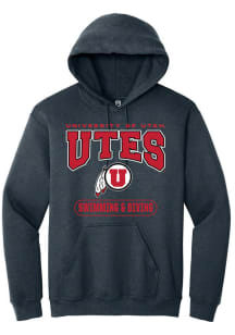Summit Sportswear Utah Utes Mens Charcoal Swim and Dive Long Sleeve Hoodie