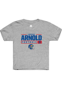 Lawrence Arnold  Rally Kansas Jayhawks Youth Grey NIL Stacked Box Short Sleeve T-Shirt