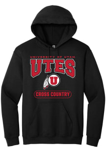 Summit Sportswear Utah Utes Mens Black Cross Country Long Sleeve Hoodie