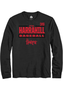 Ryan Harrahill  Nebraska Cornhuskers Black Rally NIL Stacked Box Long Sleeve T Shirt