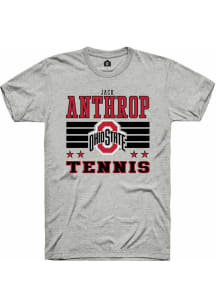 Jack Anthrop  Ohio State Buckeyes Ash Rally NIL Striped Short Sleeve T Shirt