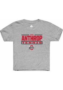 Jack Anthrop  Rally Ohio State Buckeyes Youth Grey NIL Stacked Box Short Sleeve T-Shirt