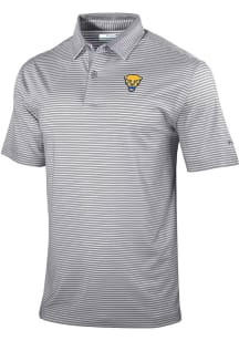 Columbia Pitt Panthers Mens Grey Heat Seal Golden Hills Short Sleeve Polo
