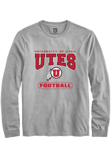 Summit Sportswear Utah Utes Grey Football Long Sleeve T Shirt