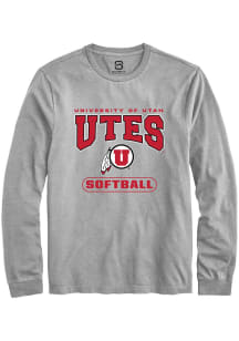 Summit Sportswear Utah Utes Grey Softball Long Sleeve T Shirt