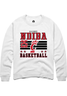 Alliance Ndiba  Rally Cincinnati Bearcats Mens White NIL Striped Long Sleeve Crew Sweatshirt