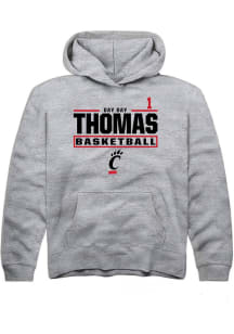 Day Day Thomas  Rally Cincinnati Bearcats Youth Grey NIL Stacked Box Long Sleeve Hoodie
