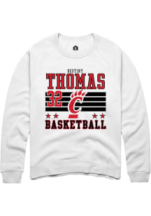 Destiny Thomas  Rally Cincinnati Bearcats Mens White NIL Striped Long Sleeve Crew Sweatshirt