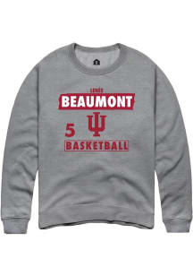Lenée Beaumont  Rally Indiana Hoosiers Mens Grey NIL Striped Long Sleeve Crew Sweatshirt