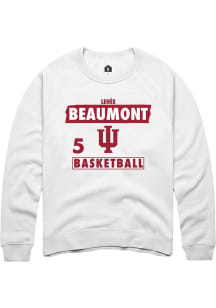 Lenée Beaumont  Rally Indiana Hoosiers Mens White NIL Striped Long Sleeve Crew Sweatshirt