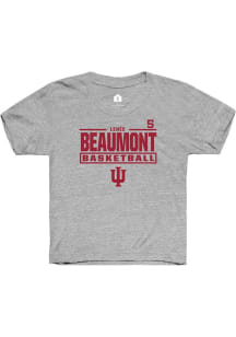 Lenée Beaumont  Rally Indiana Hoosiers Youth Grey NIL Stacked Box Short Sleeve T-Shirt