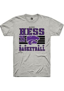Alexis Hess  K-State Wildcats Ash Rally NIL Striped Short Sleeve T Shirt