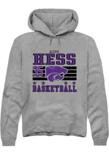 Alexis Hess  Rally K-State Wildcats Mens Grey NIL Striped Long Sleeve Hoodie