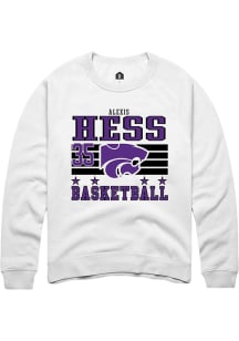 Alexis Hess  Rally K-State Wildcats Mens White NIL Striped Long Sleeve Crew Sweatshirt