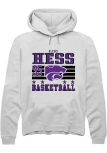 Alexis Hess  Rally K-State Wildcats Mens White NIL Striped Long Sleeve Hoodie