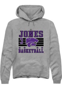 Cj Jones  Rally K-State Wildcats Mens Grey NIL Striped Long Sleeve Hoodie