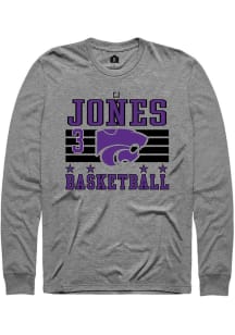 Cj Jones  K-State Wildcats Grey Rally NIL Striped Long Sleeve T Shirt