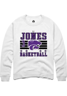 Cj Jones  Rally K-State Wildcats Mens White NIL Striped Long Sleeve Crew Sweatshirt