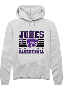 Cj Jones  Rally K-State Wildcats Mens White NIL Striped Long Sleeve Hoodie
