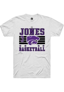 Cj Jones  K-State Wildcats White Rally NIL Striped Short Sleeve T Shirt