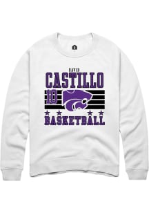 David Castillo  Rally K-State Wildcats Mens White NIL Striped Long Sleeve Crew Sweatshirt