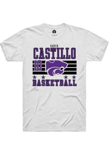David Castillo  K-State Wildcats White Rally NIL Striped Short Sleeve T Shirt