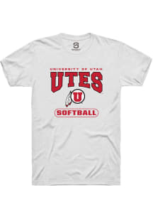 Summit Sportswear Utah Utes White Softball Short Sleeve T Shirt