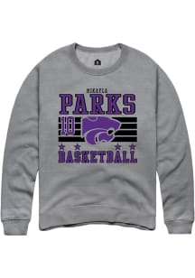 Mikayla Parks  Rally K-State Wildcats Mens Grey NIL Striped Long Sleeve Crew Sweatshirt