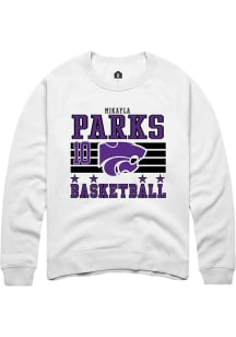 Mikayla Parks  Rally K-State Wildcats Mens White NIL Striped Long Sleeve Crew Sweatshirt