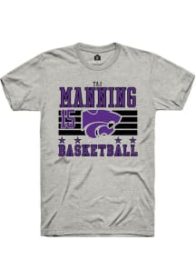 Taj Manning  K-State Wildcats Ash Rally NIL Striped Short Sleeve T Shirt