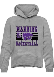 Taj Manning  Rally K-State Wildcats Mens Grey NIL Striped Long Sleeve Hoodie