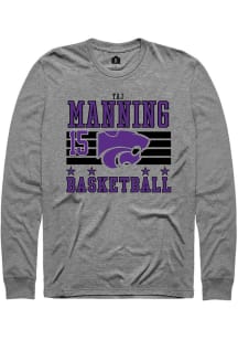Taj Manning  K-State Wildcats Grey Rally NIL Striped Long Sleeve T Shirt