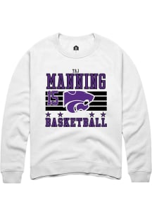Taj Manning  Rally K-State Wildcats Mens White NIL Striped Long Sleeve Crew Sweatshirt