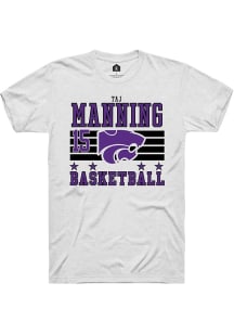 Taj Manning  K-State Wildcats White Rally NIL Striped Short Sleeve T Shirt