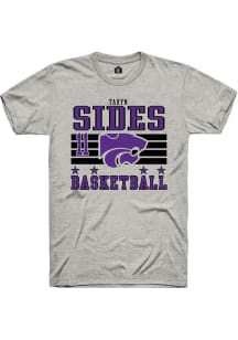 Taryn Sides  K-State Wildcats Ash Rally NIL Striped Short Sleeve T Shirt