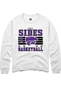 Taryn Sides  Rally K-State Wildcats Mens White NIL Striped Long Sleeve Crew Sweatshirt