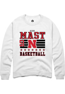 Rienk Mast  Rally Nebraska Cornhuskers Mens White NIL Striped Long Sleeve Crew Sweatshirt