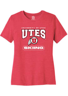Summit Sportswear Utah Utes Womens Red Skiing Short Sleeve T-Shirt