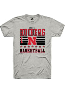 Samuel Hoiberg  Nebraska Cornhuskers Ash Rally NIL Striped Short Sleeve T Shirt