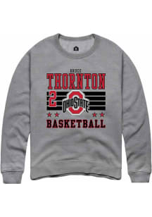 Bruce Thornton  Rally Ohio State Buckeyes Mens Grey NIL Striped Long Sleeve Crew Sweatshirt