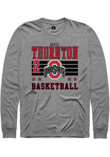 Bruce Thornton  Ohio State Buckeyes Grey Rally NIL Striped Long Sleeve T Shirt
