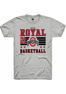 Devin Royal  Ohio State Buckeyes Ash Rally NIL Striped Short Sleeve T Shirt