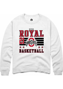 Devin Royal  Rally Ohio State Buckeyes Mens White NIL Striped Long Sleeve Crew Sweatshirt